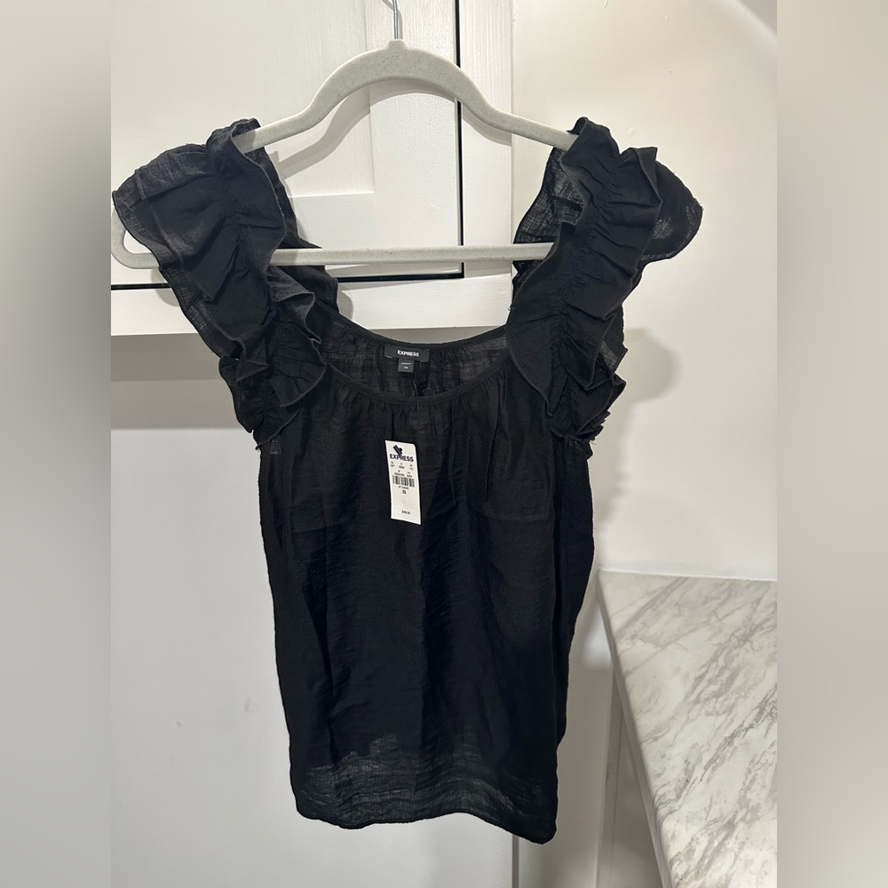 Express Black Ruffled Blouse